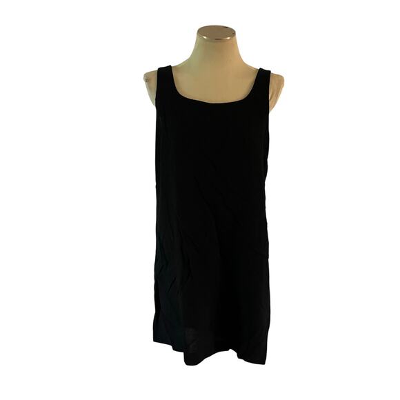 Eileen Fisher Black Wool Mini Tank Dress Wmns Sz L Minimalist Base Layer - Picture 1 of 7